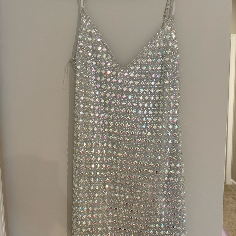 Oh Polly Silver Sequin Mini Dress